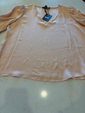 DKNY peach color silk dress blouse